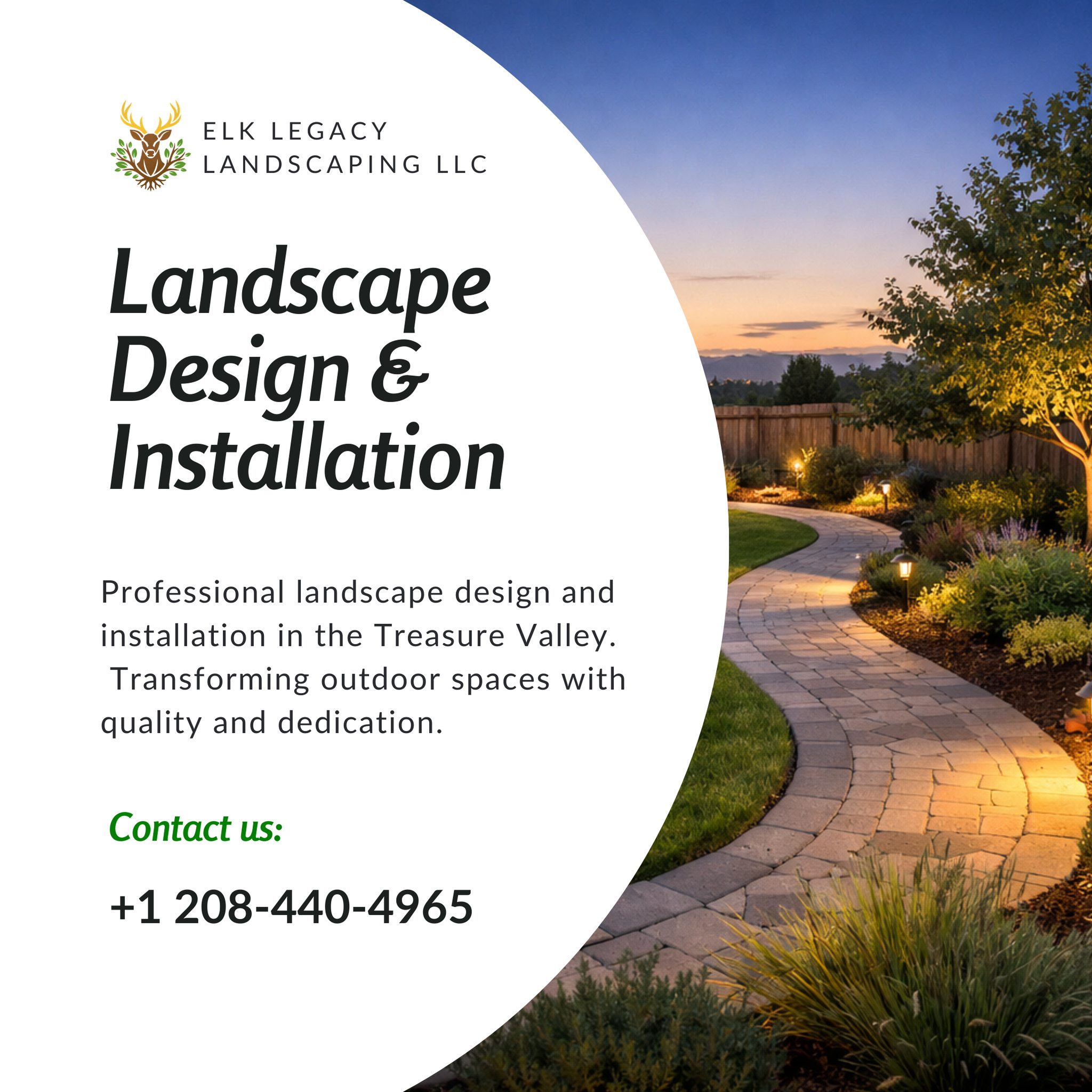Landscape design and installation with pathway lighting in Meridian Idaho